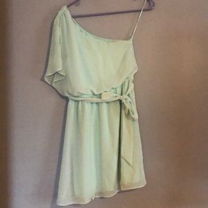 Mint green express one shoulder dress